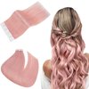 Easyouth Pink Tape in Hair Extensions Human Hair Tape ins Extensions Human Hair Colored Pink Tape in Human Hair Extensions Silky 18Inch 20pcs 40g