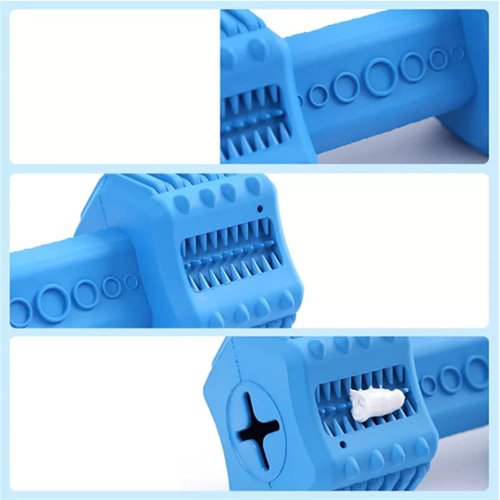 PawfectPals Indestructible Dumbbell Dog Chew Toy for Aggressive chewers, Interactive Puzzle Toy, Food Dispenser Feeder, Natural Rubber Bite Resistant for Teeth Dental Cleaning-Insert Treats (Blue)