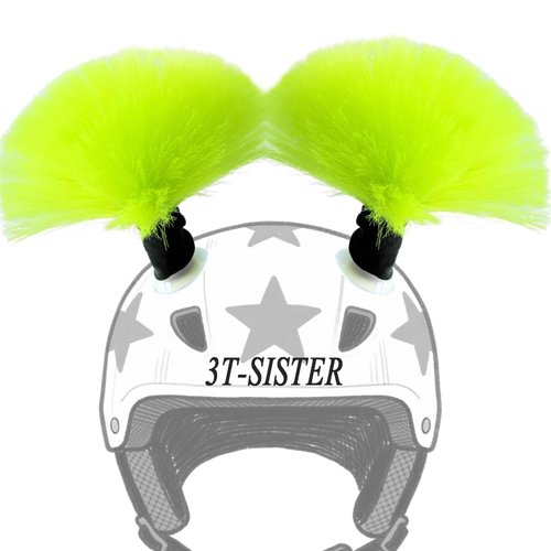 3T-SISTER Fluffy Hair Decoration for Helmet with Suction Cup Reusable Design 2pcs (Helmt Not Included)