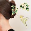 Yonchic 2-Piece Multiple Shapes Metal Hair Clips, Lily Hair Claws for Thin/Medium Thick Hair, Elegant Leaves Barrettes Strong Hold Hair Clamps Non Slip Cute Hair Catch Clip Accessories