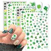 6 Sheets St. Patrick's Day Nail Art Stickers Green Shamrock Nail Stickers 3D Self Adhesive Nail Decals Shamrocks Nail Designs Green Nail Art Supplies for Women Girls St. Patrick's Day Nail Decoration