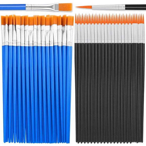 70Pcs Paint Brushes Small, Flat and Round Tip Paint Brushes for Kids Classroom Craft Nylon Hair Paint Brush for Acrylic Water Color Canvas Face Painting