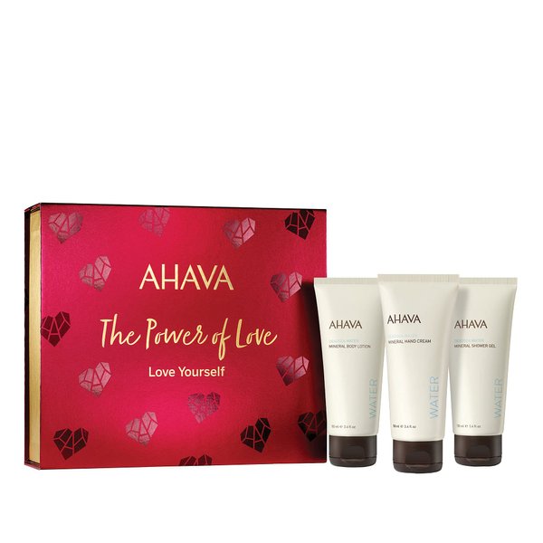 AHAVA Love Yourself Gift Set - Includes Mineral Hand Cream, Body Lotion & Shower Gel, Enriched with Exclusive Dead Sea Mineral Blend Osmoter, 3 x 3.4 Fl.Oz