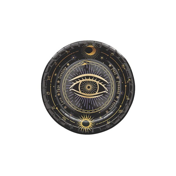 Fun Express Fortune Teller Paper Dessert Plates - Party Supplies, Small, Black, 8 Pieces