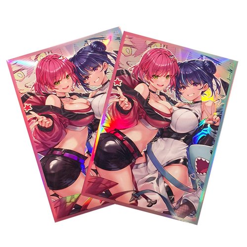 50ct Holographic Flashing (Different Painted Twins) Top Loading Trading Card Sleeves Deck Protector for YuGiOh/Japanese Sized Cards 63x90mm (A16)