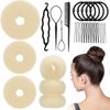 Hair Bun Maker Set 6 PCS - Ring Style Hair Bun Donut (1 L, 2 M and 3 S) with 20 Hair Bobby, Pins 5 Elastic Bands and 4 Pony Hair Tools for Long Hair (Blonde)