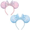Mouse Ears headband,2pcs Sequin Headband Glitter Hairband for Baby Shower Headwear Halloween Theme Party Decorations (Pink&Blue)