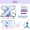 WERNNSAI Mermaid Drawstring Backpack - Mermaid Gifts for Girls Birthday Christmas 9 PCS Drawstring Bags Set Including Makeup Zipper Bag Sequin Key-chain Necklace Bracelet Hair Ties