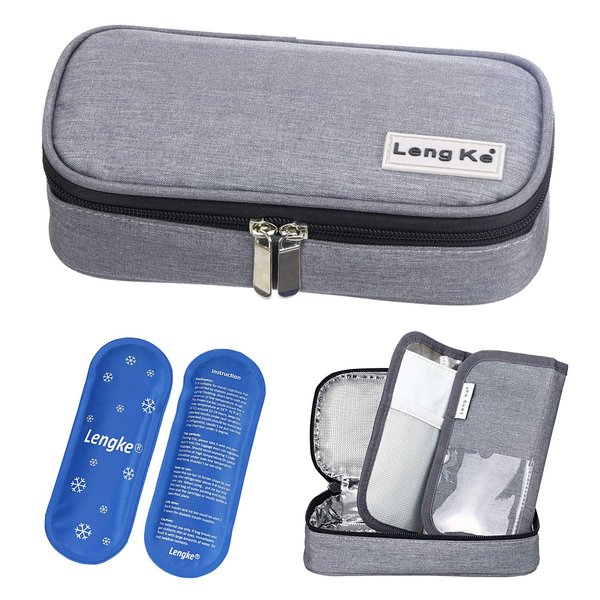 YOUSHARES Insulin Cooler Travel Case - Insulated Medication Cooler Travel Bag for Diabetic Insulin Pen and Vials Storage with 2 Cooling Ice Packs (Grey)