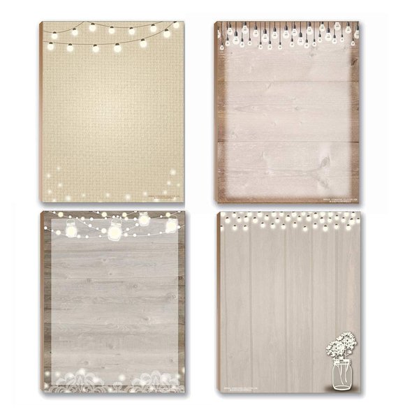 Stonehouse Collection Rustic Notepads - USA Made To Do List Notepad, Multi-Purpose Cute Stationery, Home Office Supplies, Pretty Notebook, 4 Assorted Design Notepads 4.25 x 5.5 inches each, Rustic