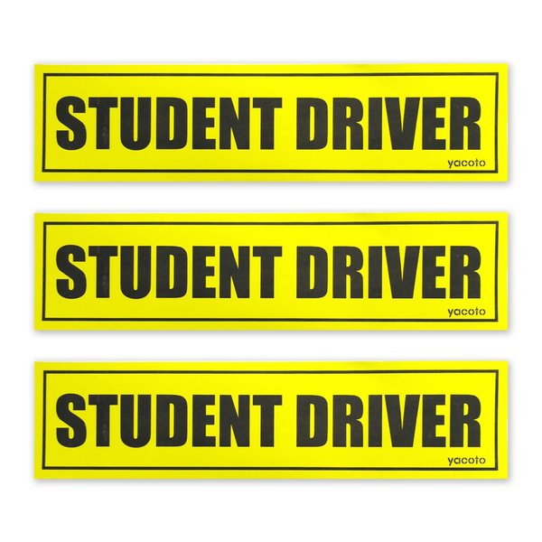 Set of 3 Student Driver Magnet - Reflective Student Driver Sign for Car Student Driver Car Magnet Safety Vehicle Bumper Sticker for New Drivers