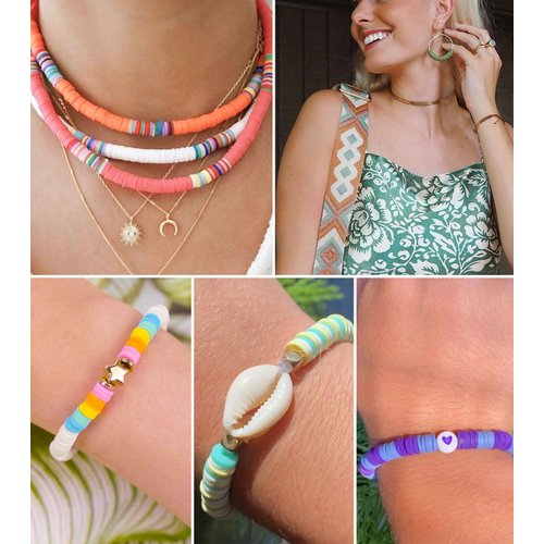 Gionlion Clay Beads Bracelet Making Kit, Pack 2 Boxes Preppy Clay Beads Letter Beads Spacer Beads and Charms Kit for Friendship Jewelry Making, Arts and Crafts Gifts for Girls Ages 8-12