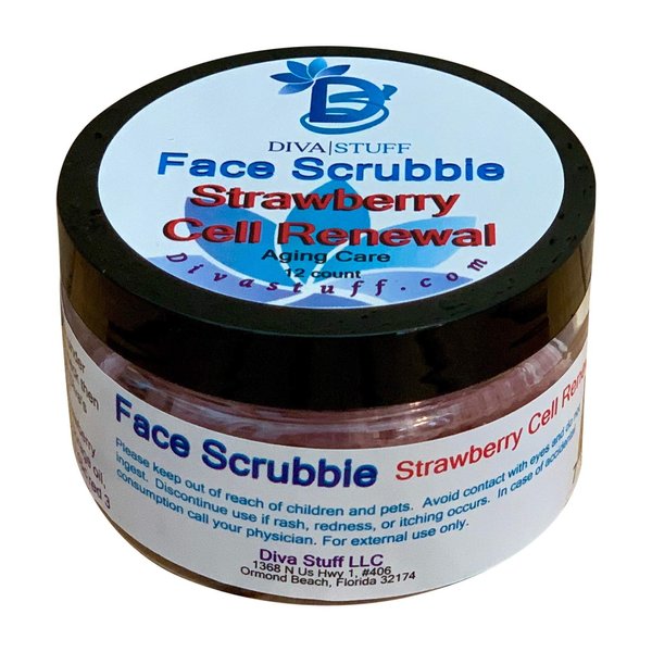 Diva Stuff Face Scrubbie - Exfoliating Face Scrub Pads -For Aging Skin,Promotes New Skin Cell Turn Over - 12 Pads (Strawberry Cell Renewal)