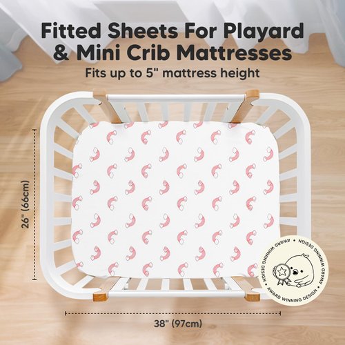 Pack and Play Sheets Fitted, 2-Pack Mini Crib Sheets - Pack N Play Sheets, Organic Fitted Crib Sheet for Pack and Play Mattress, Playard Baby Crib Sheets, Crib Sheets Neutral for Boys (Dreamland)
