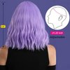 andromeda Purple Wig with Bangs Soft Short Bob Wavy Wigs for Women Synthetic Shoulder Length Women's Curly Wigs for Halloween Costumes Cosplay Daily (Purple)