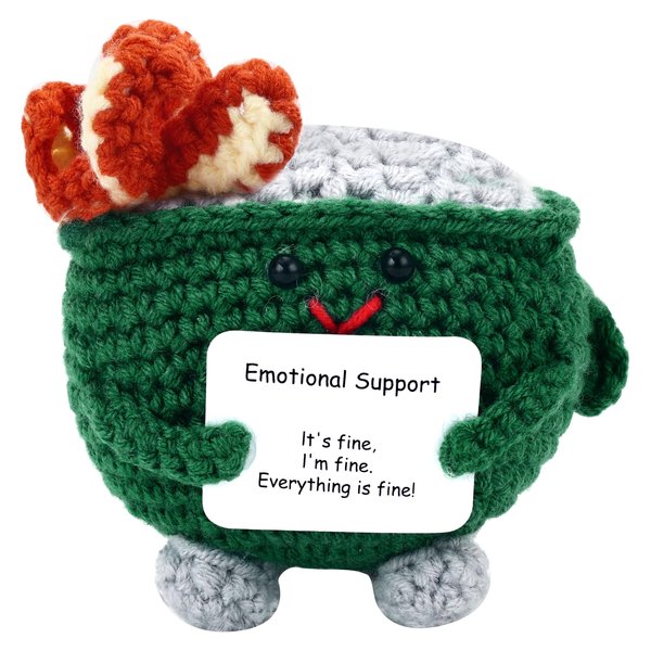 Funny Gifts Women Emotional Support Dumpster Crochet Fire Plush Toy Cute Birthday Mini Positive Nuggets Partner Unique Office Car Decor Little Green Knitted Office Gifts for Coworkers