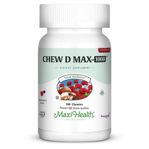 Maxi Health Chewable Vitamin D 1,000 IU - Chew-D-Max - Vitamin D3 for Kids and Adults - Kosher - 100 Chewables - Natural Berry Flavor