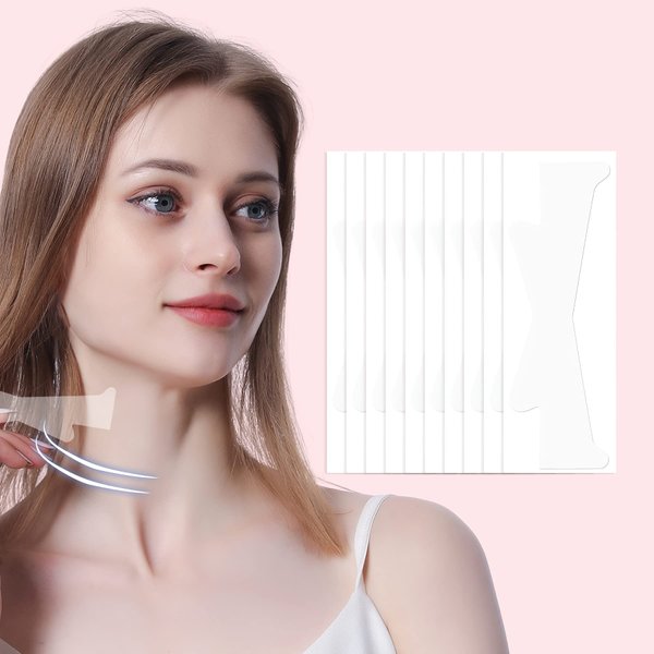 Neck Lift Tapes, 10PCS Newest Neck Lift Stickers, Neck Rescue Instant Correcting Strips Invisible Anti-Wrinkles Neck Patch Lifting and Firming Neck Skin (Translucent Tapes)