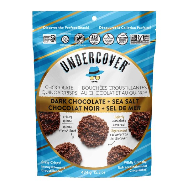 Undercover Chocolate Quinoa Crisps, Crispy Quinoa, Dark Chocolate & Sea Salt - 434 Grams