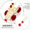 Ahoney Metal Gold Hair Clips 2.5" Medium Hair Claw Clips for Thin Hair, Fancy Rose Hair Clips Hair Tassel Hair Styling Accessories for Women Girls (Rose)