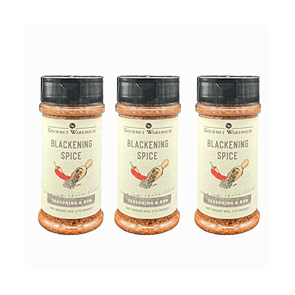 Gourmet Warehouse Blackening Spice Rub/Seasoning, 4 ozs, 3 Pack - Gluten Free, No MSG, No HFCS