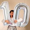 40 inch Big Size Number 8 Foil Helium Balloons Birthday Party Celebration Decoration, Digital Decorations Supplies, Wedding Anniversary Inch Decoration Kids(Silvery,Number 8)