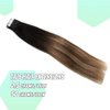 VINBAO Tape in Hair Extensions Human Hair Skin Weft Hair Extensions 1B Natural Black Fading to 4 Chocolate Brown and 27 Honey Blonde Hair Extensions 20pcs 50g Tape in Hair Extensions(22inch, #1B/4/27)