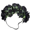 DNHCLL Rose Flower Crown Fake Flower Crowns Headbands For Women Girl Rose Floral Head Piece Hair Crown Pet Headband Flower Wreath (Black)