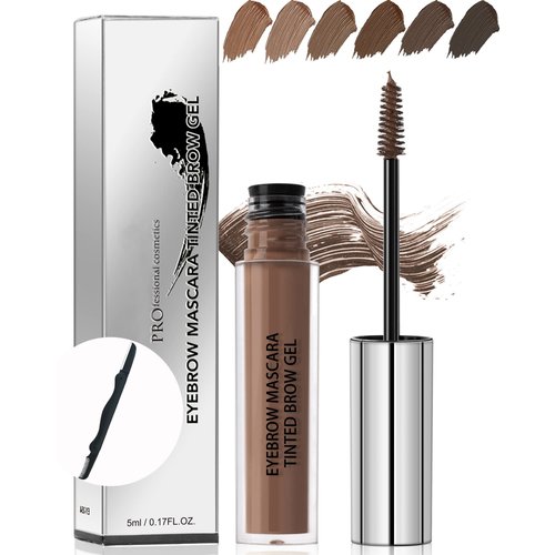 Waterproof Tinted Brow Gel-Long Lasting SmudgeProof Liquid Eyebrow Makeup,Eyebrow Mascara Tinted Brow Glue,Brow Filler Tint,Volumizing Enhance Brow Mascara,With Brow Razor Brush for Women-04Dark Brown