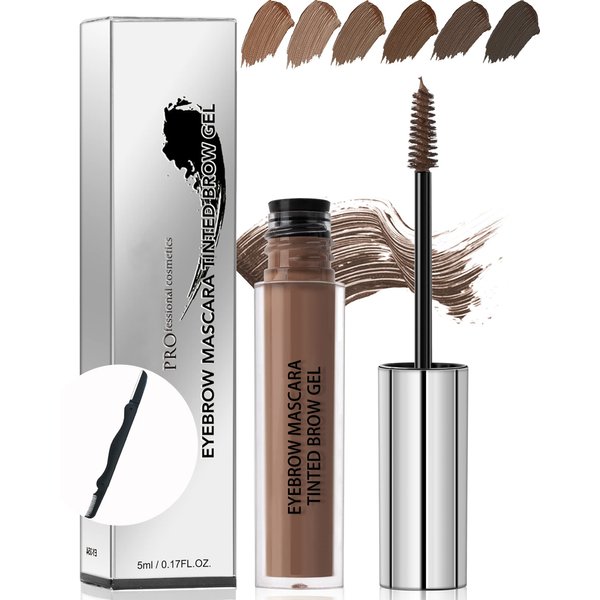 Waterproof Tinted Brow Gel-Long Lasting SmudgeProof Liquid Eyebrow Makeup,Eyebrow Mascara Tinted Brow Glue,Brow Filler Tint,Volumizing Enhance Brow Mascara,With Brow Razor Brush for Women-04Dark Brown