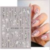 5D Flowers Nail Art Stickers, 6 Sheets Relief Flower Nail Decals Self Adhesive Nail Art Supplies White Flowers Butterfly Nail Stickers for Acrylic Nails Floral Nail Decorations for Women Nail Art DIY