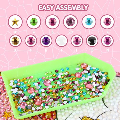 TOY Life 5D Diamond Gems Kits for Kids with Wooden Frame Diamond Arts and Crafts for Kids Ages 6 8 10 12 Gem Art Painting Kit Unicorn Diamond Dots Painting Kits for Kids Art Project