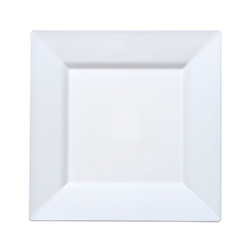 Lillian Collection Squares Pearl Premium Plastic Appetizer Plates - 8" (10 Pieces) - Perfect for Parties, Banquets & Catering