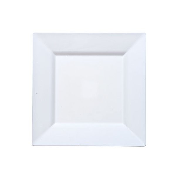 Lillian Collection Squares Pearl Premium Plastic Appetizer Plates - 8" (10 Pieces) - Perfect for Parties, Banquets & Catering