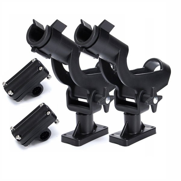 HiUmi Adjustable Rotatable Plastic Fishing Rod 3 Mount Rack Holder Bracket Boat Canoeing Rowing Mount Kit Kayak Side Rod Holder (RH50-2Pack)