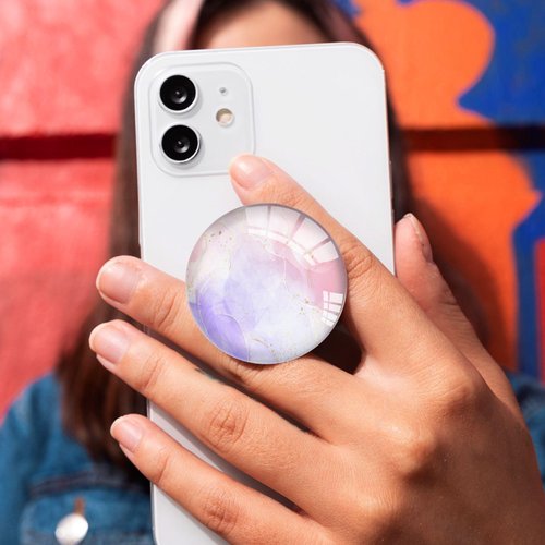 Ksadiye Phone Grip with Expanding Kickstand,Cell Phone Collapsible Stand Pink Marble Design for Smartphones