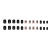 24Pcs Square Press on Nails Short Fake Nails Summer Stick on Nails Black Color False Nails with Butterfly and Vine Designs Cute Acrylic Nails Short Square Glue on Nails for Women & Girls