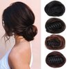 onemily Space Bun Hairpieces Mini Claw Clip in Hair Bun Messy Cat Ears Hair Extension Donut Wig Accessory Straight Hair Scrunchies for Women(1PC Brown)