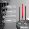 CANDWAX 10 inch Taper Candles Set of 4 - Dripless Taper Candles and Unscented Candlesticks - Perfect as Dinner Candles – Red Candles