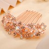 Missgrace Boho Shiny Flower Floral Hair Combs Blue Pink Purple Bridal Wedding Hair Crystal Rhinestones Women Hair Side Combs Hair Accessories for Women (Champagne)