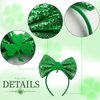 St. Patrick's Day Headbands for Women Girls Kids, Shamrock Green Sequin Bow Headband Clover Hair Hoop Cute Hair Accessories for St. Patrick's Day Decorations Parade Costume Party Supplies 1PCS