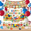 YIGZAG Building Block Birthday Party Supplies, Building Blocks Themed Birthday Party Decorations for Boys, Includes Balloons, Backdrop, Banner, Cake Topper, Cupcake Toppers