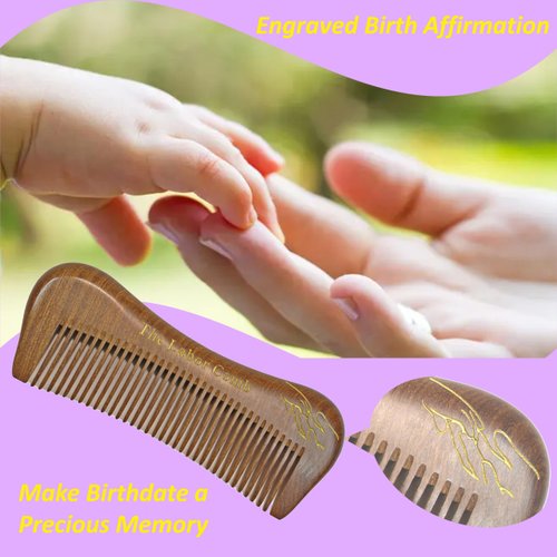 FUMOLY Birthing Comb For Labor Pain | Labor Comb For Labor And Delivery Essentials | Labor Pain Relief, Gift For Pregnant Women |Wooden Comb With Birth Affirmation, Wave Comb For Pregnancy Contraction