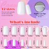 AddFavor 300pcs Coffin Press on Nails Medium Fake Nails Glossy White Nails Ballerina Square Nail Press on Acrylic False Nail for Women Girls