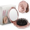 Travel Folding Hair Brush, Mini Pocket Mirror Brush Easy to Carry for Small Spaces Nylon Brush/Comb/HairBrush for Women Men's Any Hairstyles Hair and Beards Wet Dry Hair Restore Shine
