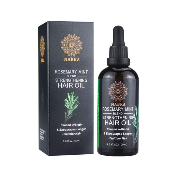 NABKA Natural Rosemary Mint Hair Oil for All Hair Types, Biotin Enriched, 3.3 Ounce