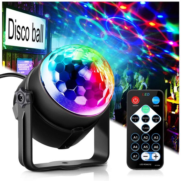 Party Lights, Dj Rave Lights Led Strobe Lights Sound Activated Stage Lights Projected Effect Dancing Lights Remote Control for Birthday Xmas Wedding Bar Kids Christmas-1 Pack