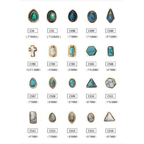 50 PCS Turquoise Nail Hanging Ornaments 3D Nail Art Supplies Nail Art Accessories Western Nail Hanging Ornaments Retro Nail Hanging Ornaments for Nail Art DIY
