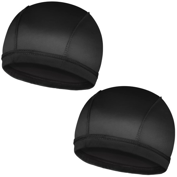 2PCS Silky Wave Caps for Men Waves, Good Compression Caps Over Durags for 360 540 720 Waves (Black)