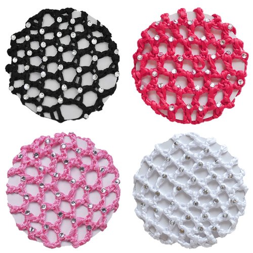 Ponytail Holder with 30 Crystal Rhinestones 4 Colors Pack Girls-Adults(White)